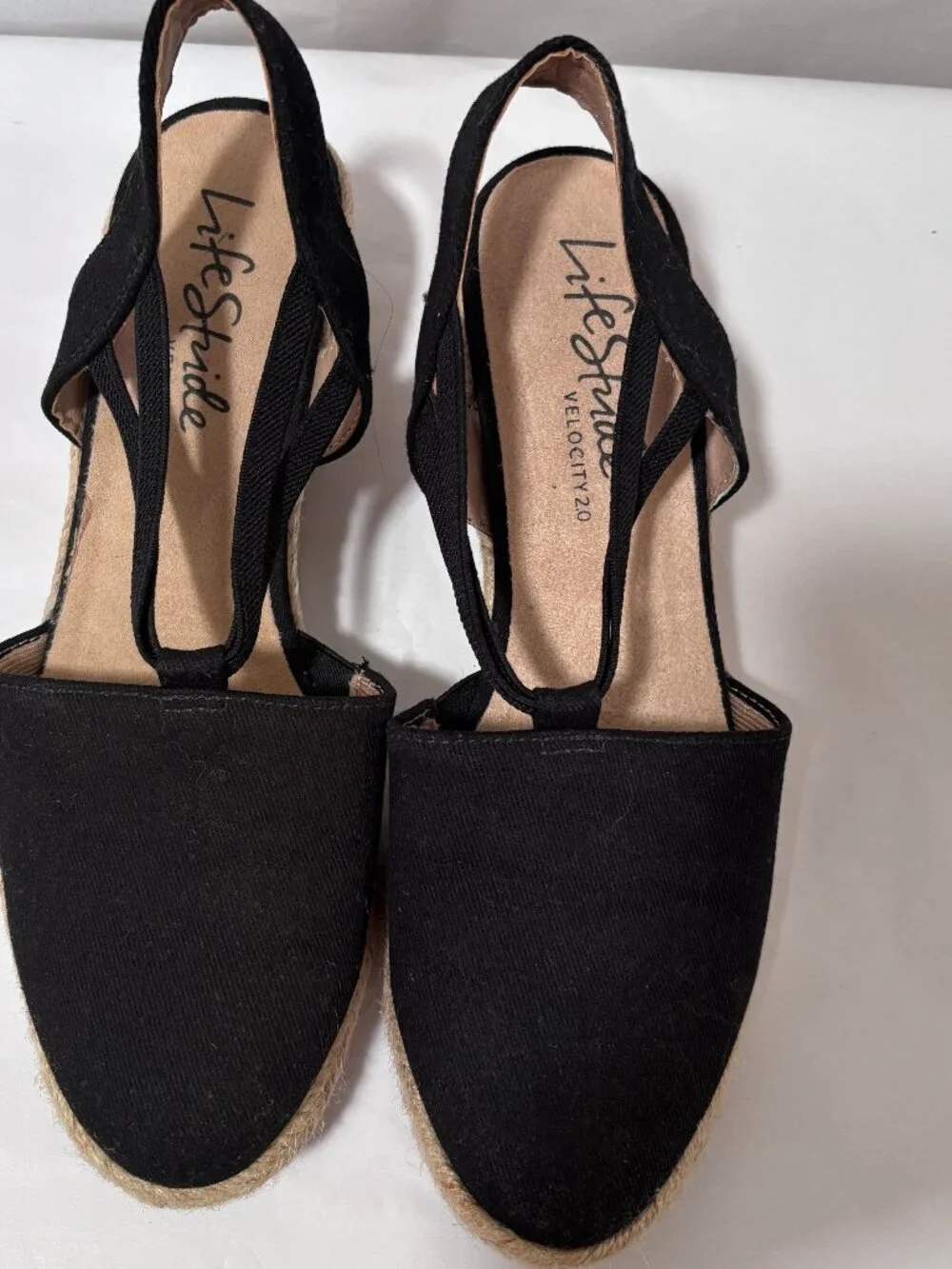LifeStride Katrina 2 Black Espadrille Wedge Sandals Size 8M Never used